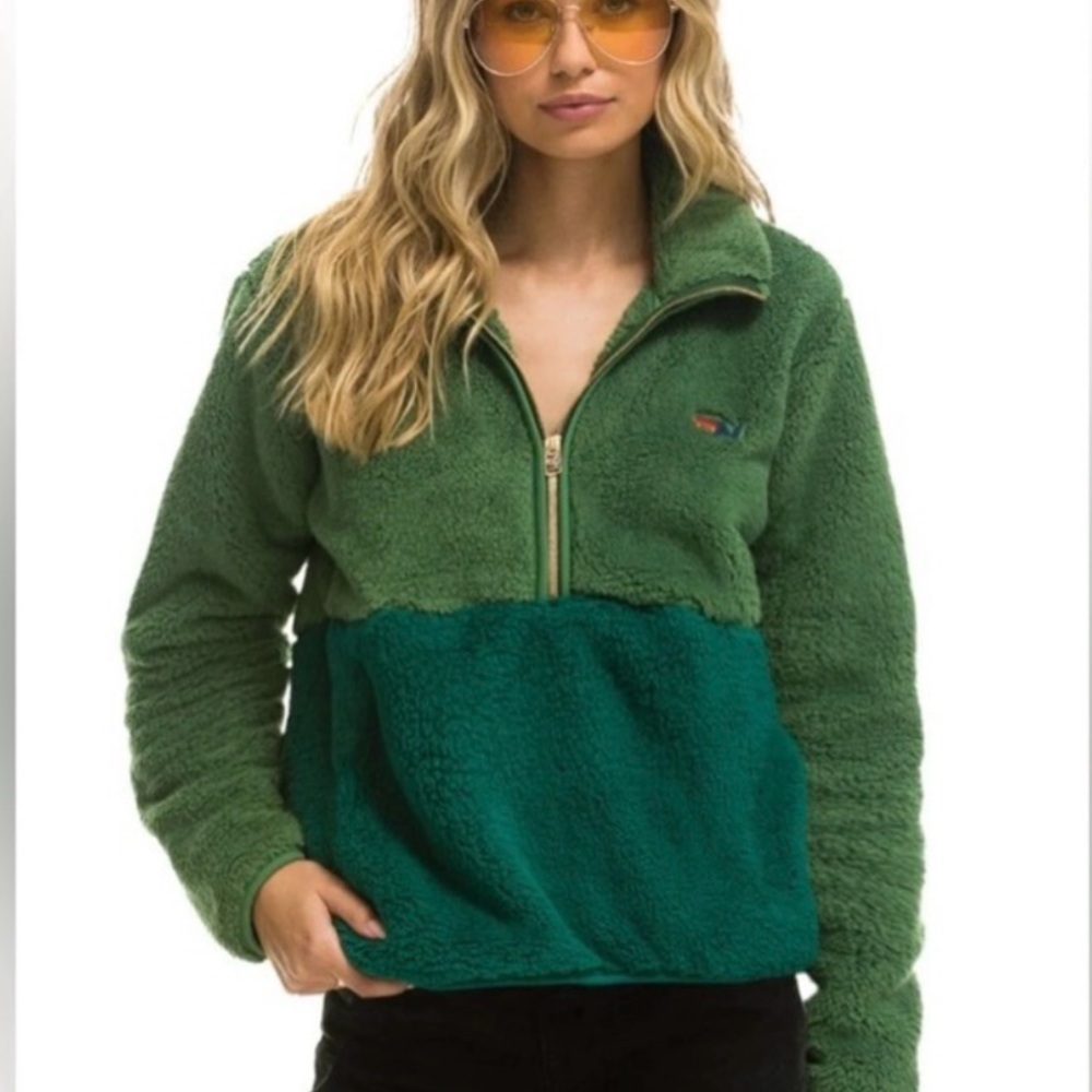 Aviator Nation  Green Fleece Jacket